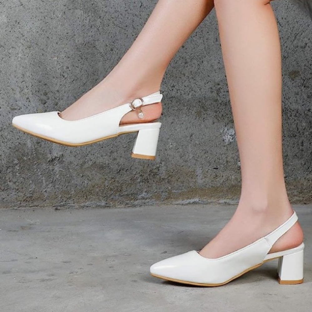 White Pearl Charm Heels